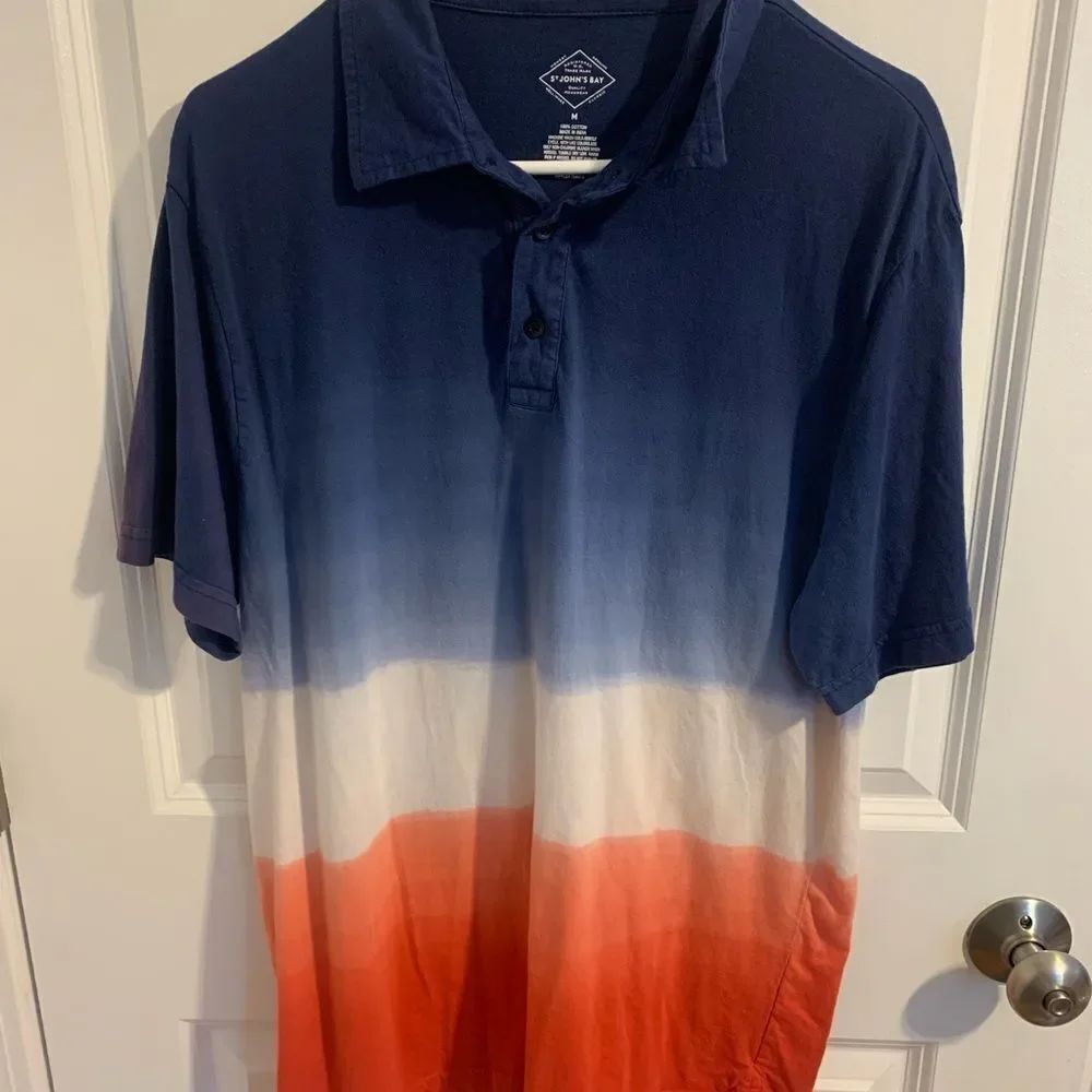 St. John's Bay Men's Polo Size Medium- Navy, White, Red
